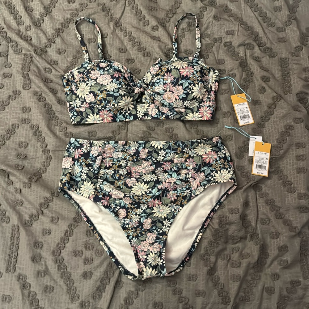 NWT Kona Sol High Waisted Floral Bikini
